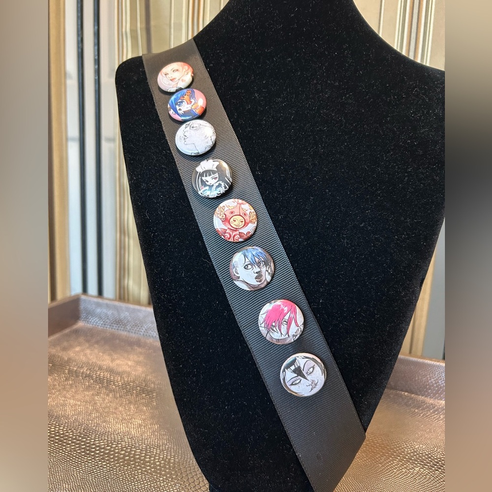 Manga and Junji Ito inspired pin buttons